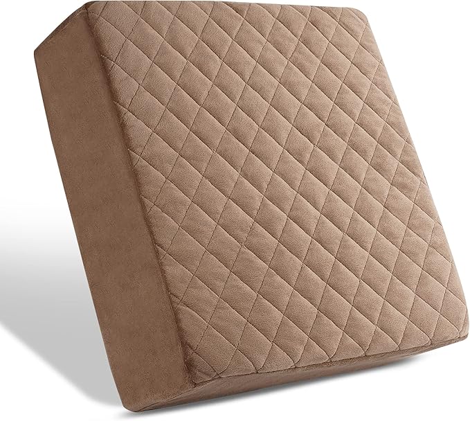 16x16x5 Medium-Soft Memory Foam Seat Cushion for Home, Office, Car, Wheelchair – Plush Comfort & Joint Pain Relief – Washable Velvety Cover with Waterproof Layer & Non-Slip Base – Brown