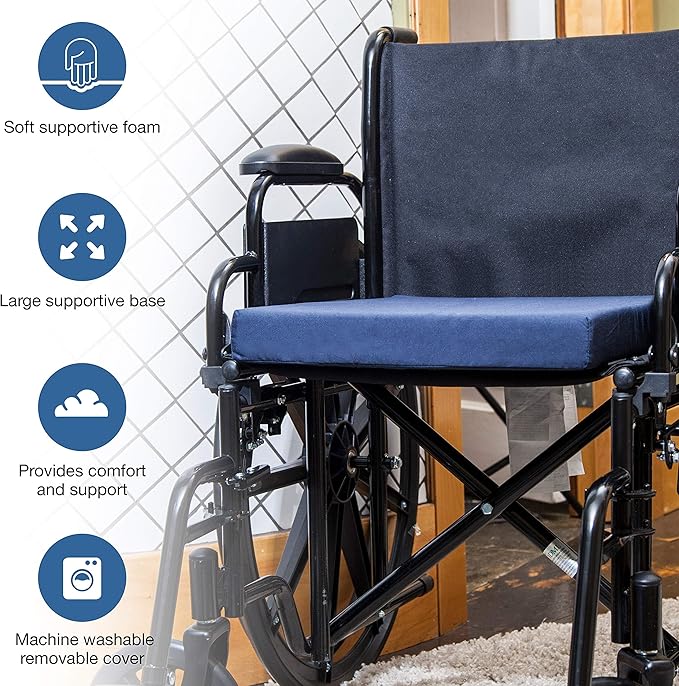 DMI Seat Cushion and Chair Cushion for Office Chairs, Wheelchairs, Scooters, Kitchen Chairs or Car Seats, FSA HSA Eligible, for Support and Height while Reducing Stress on Back, Tailbone or Sciatica