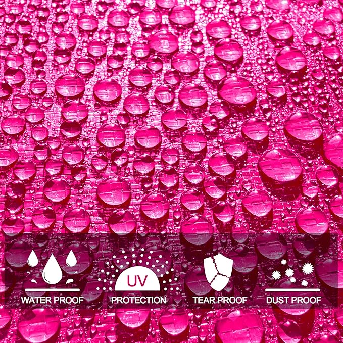 STARPYNG-12 Mil Pink/Silver 8x14 Feet Tarp-Heavy Duty Poly Tarp-Cover,Waterproof, UV Resistant, Weather Resistant, Cover Cars, Boats, Courtyards,Camping