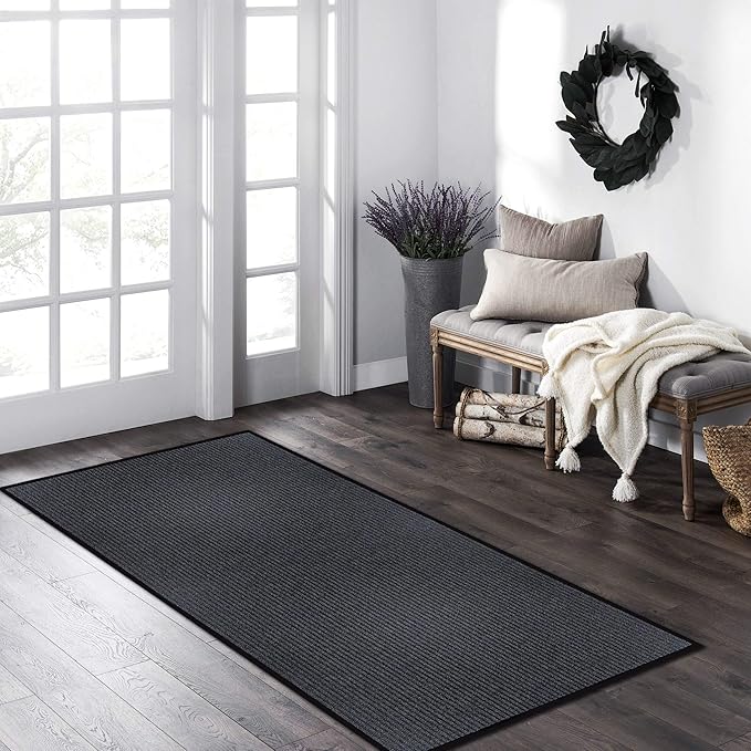 MaxMat® 4x8 Rug, Extra Large Entryway Mat - Heavy Duty Doormat, Waterproof, Low-Profile, Easy to Clean, Rubber Floor Mat (4 x 8 Feet, Grey, MXM-RIB0048GY)