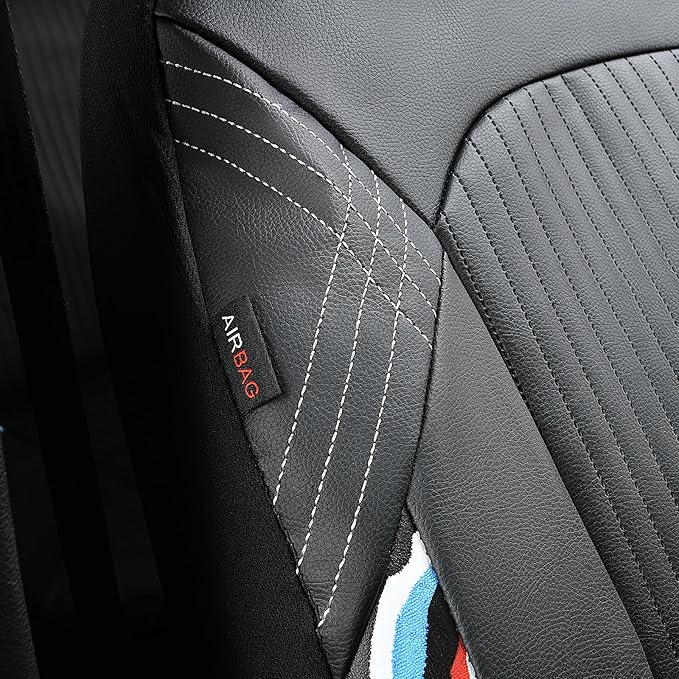 Flying Banner Synthetic Leather car seat Covers Full Set Front and Rear Bench Fashion Easy Installation Cup Holder Free (Black & Colorful Zebra Print, Low Bucket - Full Set)
