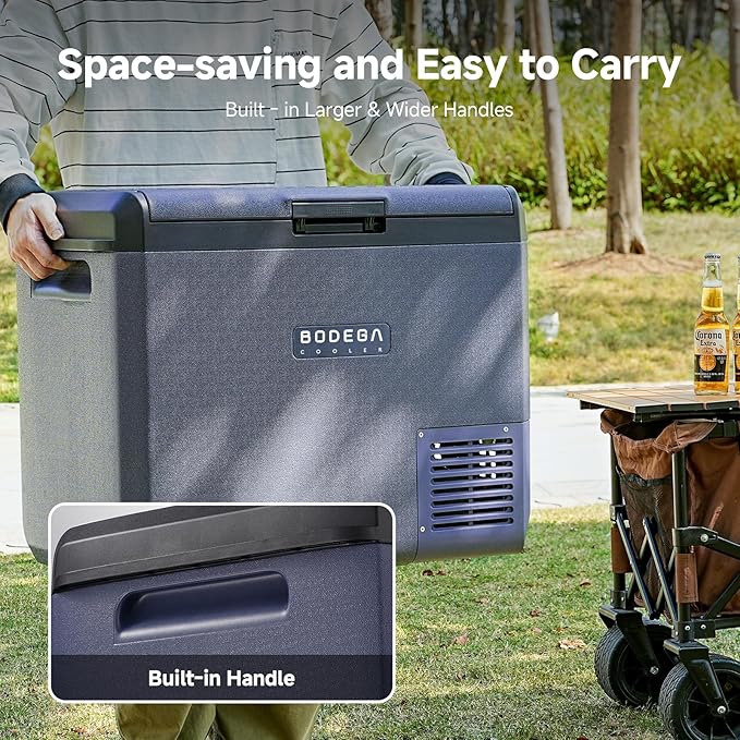 BODEGACOOLER 12v Car Refrigerator, 63QT(60L) IPX4 Waterproof Electric Cooler, APP Control Car Fridge with 12/24V DC 110-240V AC, -4โ~68โ, Portable Freezer for Truck Van RV Camping, Travel,Home