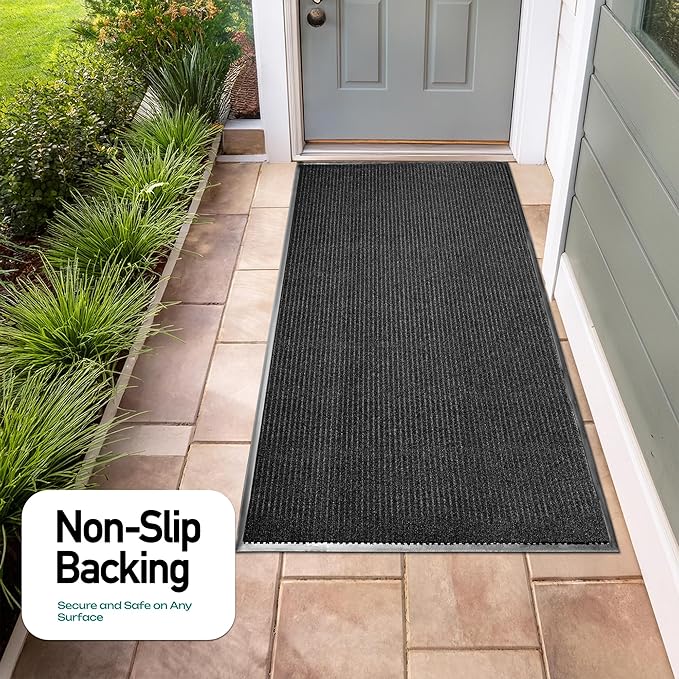 MaxMat® Oversized Industrial Door Mat - Heavy Duty, Waterproof, Low-Profile, Easy to Clean, Rubber Floormat (4 x 6 Feet, Black, MXM-RIB0046BK)