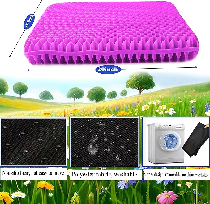 Plus Size Gel Seat Cushion, Extra Large and Thick, Seat Cushion for Buttocks, Back, Sciatica, Tailbone Pain Relief, Used for The Office, Wheelchair, Car, Recliner, Truck, Medical, Stadium.(Rose red)
