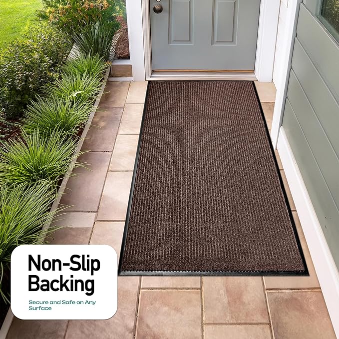 MaxMat® Extra Large Commercial Floor Mat, 3 x 5 Feet Heavy Duty, Waterproof, Low-Profile, Easy to Clean, Rubber Entry Mat (Brown, 3 x 5 Feet)
