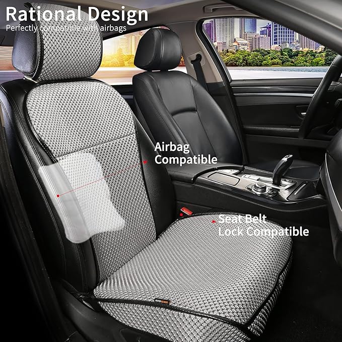 Auto Newer Luxury Breathable Car Seat Cover Fit Four Seasons, Universal Front of Car Seat Cushions, Bottom Seat Covers of Full Wrapped Edge,Universal Fit for 95% Cars,SUV,Pickup,Van(Grey,2PCS)