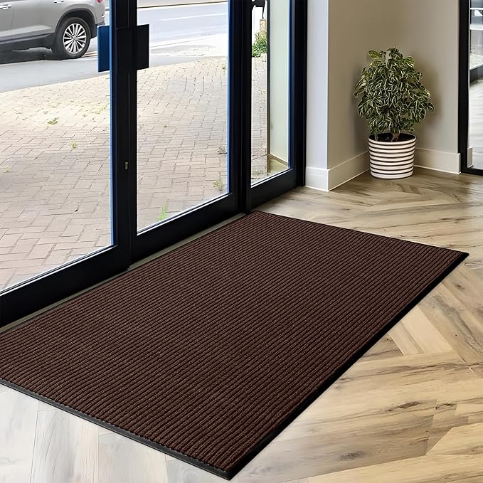 MaxMat® Extra Large Commercial Floor Mat, 3 x 5 Feet Heavy Duty, Waterproof, Low-Profile, Easy to Clean, Rubber Entry Mat (Brown, 3 x 5 Feet)