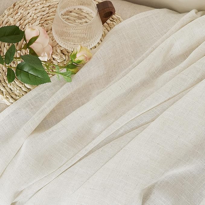 NICETOWN Linen Curtains & Drapes for Bedroom 63 inches Long, Grommet Flax Linen Blend Window Treatment Privacy with Light Filtering for Living Room/Boys Room, W66 x L63, 2 Panels