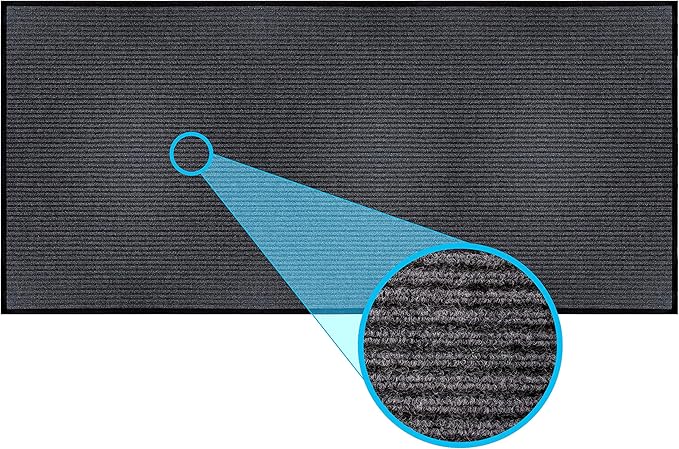 MaxMat® Commercial Entryway Mat - Large Rubber Heavy Duty Doormat, Indoor/Outdoor, Easy Clean, Waterproof Floor Mat (4 x 10 Feet, Grey, MXM-RIB0410GY)