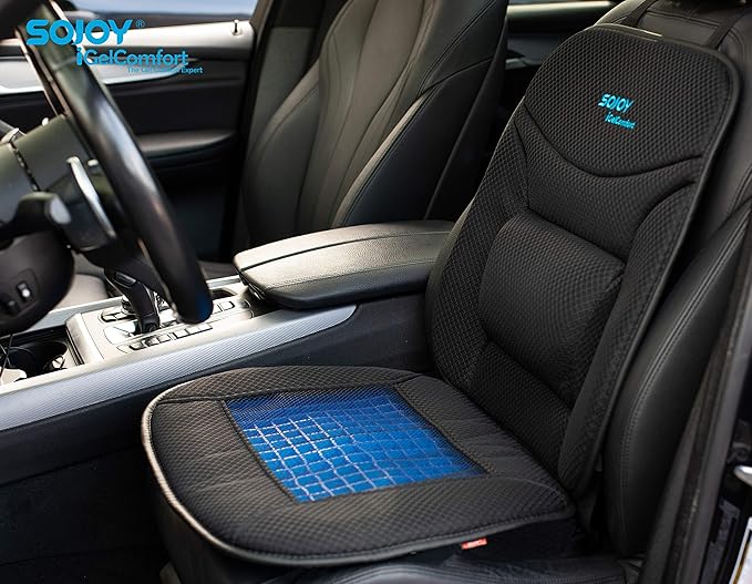Sojoy Truck Seat Cushion with Firm Lumbar Support,Gel Seat Cushion with Upper Lower Back Support Pillow for Office,Car,Truck, Pain Relief Coccyx Seat Cushion