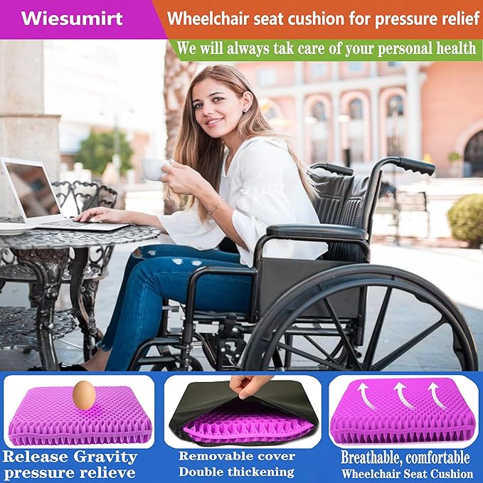 Plus Size Gel Seat Cushion for Long Sitting, Extra Large and Thick, Seat Cushion for Back, Hip, Sciatica, Tailbone Pain Relief, Used for Office, Wheelchair, Car, Truck, Recliner, Stadium.(Pink)