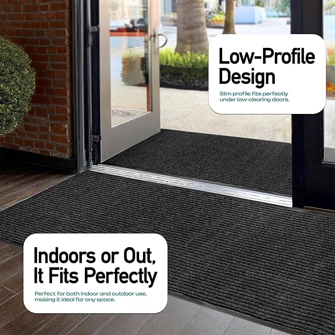 MaxMat® Oversized Industrial Door Mat - Heavy Duty, Waterproof, Low-Profile, Easy to Clean, Rubber Floormat (4 x 6 Feet, Black, MXM-RIB0046BK)