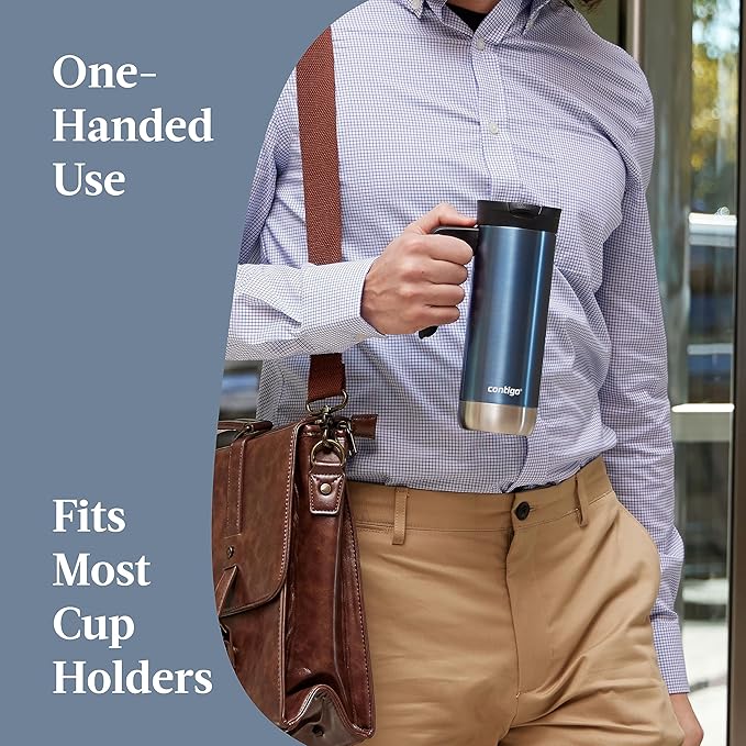 Contigo Superior 2.0 Stainless Steel Travel Mug with Handle Leak-Proof Lid Double-Wall Insulation for Hot & Cold Beverages, 20oz ,Dark Ice, Ideal for Commuting and Travel