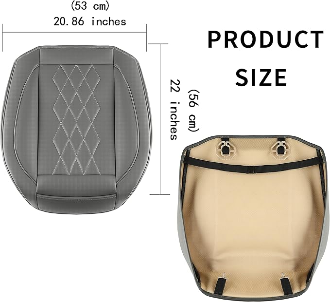 JOJOBAY Leather Car Seat Cover,Bottom Seat Covers for Cars,Front Seat Protector(Bottom),Fit for 95% of Vehicles - Padded,Anti-Slip(2 PC Front Pair,Grey)