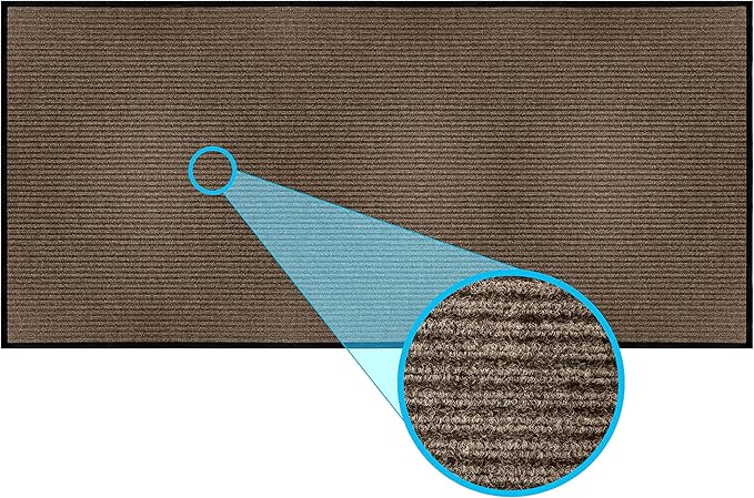 MaxMat® Extra Large Rubber Entry Mat - Heavy Duty, Waterproof, Low-Profile, Easy to Clean, Industrial Doormat (4 x 10 Feet, Brown, MXM-RIB0410BR)