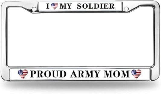 Proud Army Mom License Plate Frame Custom US Army USA Flag Scratch-Resistant License Plate Frame US Army Veteran License Plate Frame for Veterans