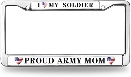 Proud Army Mom License Plate Frame Custom US Army USA Flag Scratch-Resistant License Plate Frame US Army Veteran