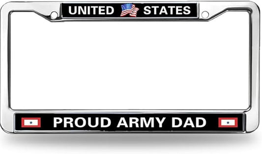 Proud Army Dad License Plate Frame Military US Army Pride Easy Installation License Plate Frame US Army Blessing License Plate Frame for Family Members