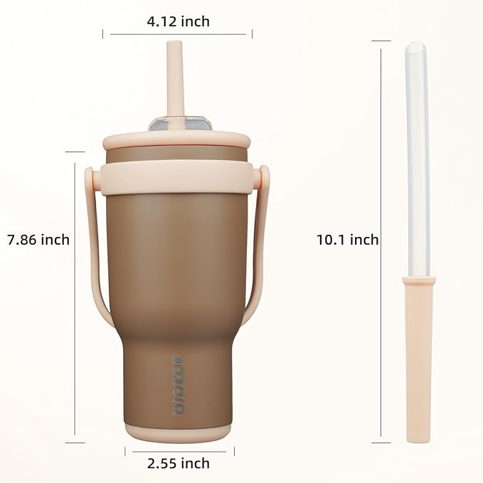 BJPKPK 30 OZ Insulated Travel Tumbler with Handle and Straw, Stainless Steel Water Bottle, Double Wall Vacuum Insulated Mug, for Work, Car, Travel, Coffee