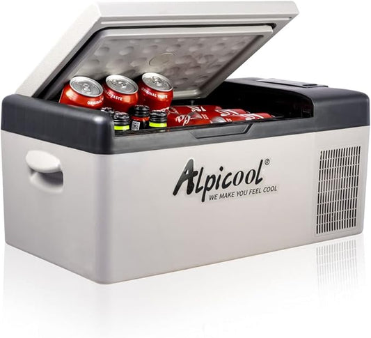 Alpicool C15 Portable Car Freezer,12 Volt Refrigerator, 16 Quart (15 Liter) Fast Cooling 12V Car Fridge -4℉~68℉, Car Cooler, 12/24V DC and 100-240V AC for Outdoor, Camping, RV, Truck, Boat