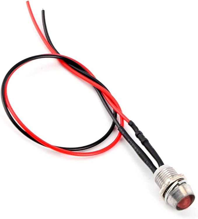 12V LED Indicator Light, 4Pcs Indicator Lamp, Panel Hole Diameter 8mm LED Panel Dash Warning Light Bulbs with Metal Shell Universal Small Replacement for Car Boat Van