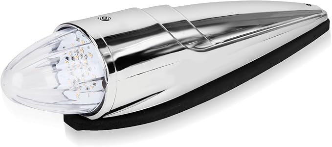 1PC 21 LED Dual Color Chrome Cab Marker Light, Torpedo Cab Marker Roof Running Top Lights, Replacement for Heavy Duty Trucks Kenworth Freightliner Peterbilt International Mack, Amber/Blue