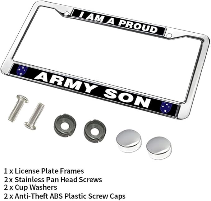 Proud Army Son License Plate Frame US Army Pride Rust-Proof License Plate Frame United States Army