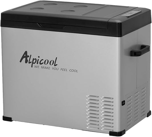 Alpicool C50 Portable Refrigerator 47 Quart(44.4Liter) 12 Volt Car Freezer for Vehicle, Truck, RV, Boat, Mini Fridge Freezer for Travel, Outdoor, Home -12/24V DC and 110-240V AC (Black and Silver)