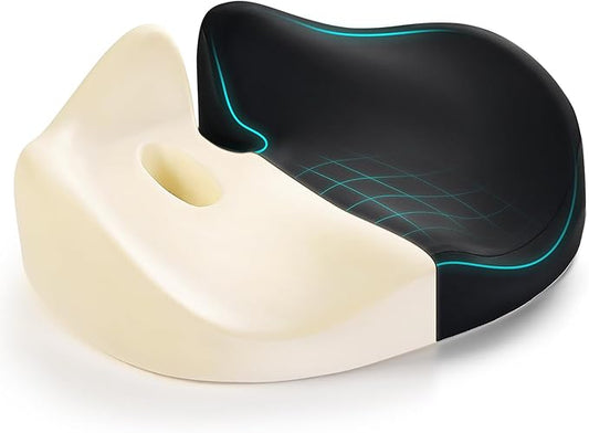 Seat Cushion for Long Sitting Hours on Office/Home Chair, Car, Wheelchair, Memory Foam Sciatica Pain Relief Pillow, Seat Cushion for Hip, Tailbone, Coccyx Pain, Black