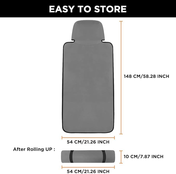 Waterproof Seat Cover, Upgraded Sweat Carseat Protector, Perfect for Universal Anti-Slip Car Truck SUV Seat, Ideal for Surfing Yoga Gym Workout, Grey