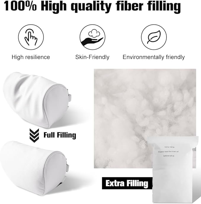 HOPON 2 Pack Headrest Pillow for Tesla Model 3 Model Y with Adjustable Strap,Tesla Neck Pillow with Leather,for Head,Neck,Shoulders,Multipurpose,Tesla Accessories(White)