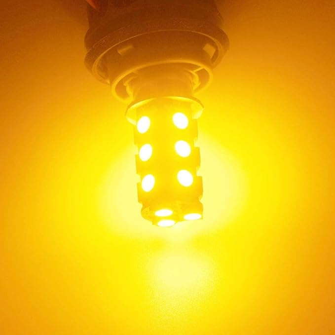 YM E-Bright Amber Yellow 1156 RV Led Bulb BA15S 1073 7506 1141 LED Bulb for Camper SUV MPV Car Turn Signal Light Reverse Lights Side Marker Lights 18SMD 5050Chips DC-12V, Pack of 4
