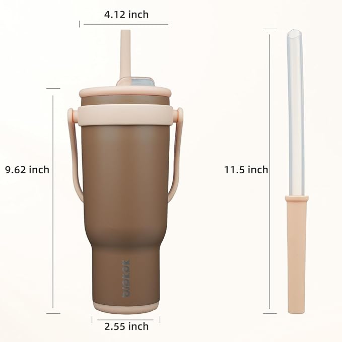 BJPKPK 40 OZ Insulated Travel Tumbler with Handle and Straw, Stainless Steel Water Bottle, Double Wall Vacuum Insulated Mug, for Work, Car, Travel, Coffee