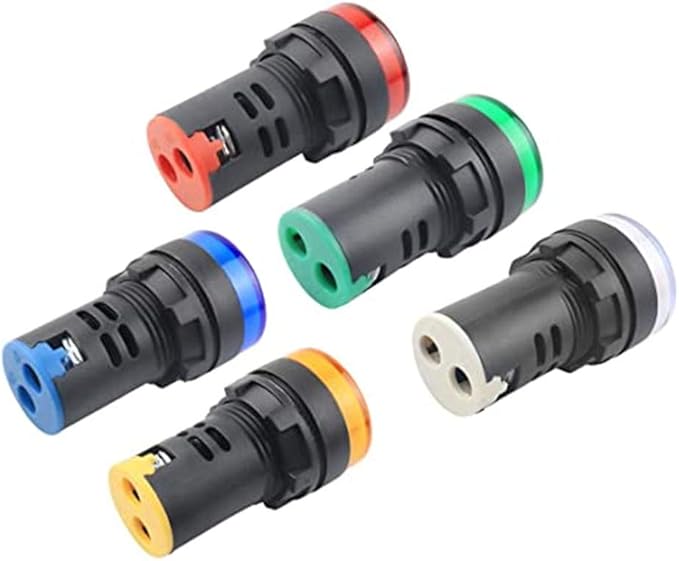 110V 20mA Energy Saving LED Indicator Light Mounting Hole Size 22mm (7/8 Inch) Red Green Yellow 6 Pcs