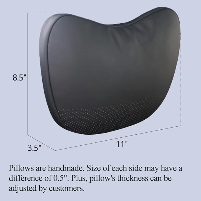TESBEAUTY Nappa Leather Headrest Pillow 2 Packs for Tesla Neck Pillow Uniquely Designed for Tesla Model Y/3/S/X Tesla Car Neck Support Cushion for People Under 5'7" Black