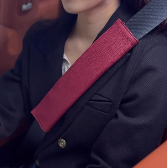 Car Seat Belt Covers for Adults Soft Leather Seatbelt Shoulder Pad Neck Cushion Protector Comfortable Driving Car Accessories Truck SUV Airplane Backpack (SC01Beige-12.4in-1Pack)