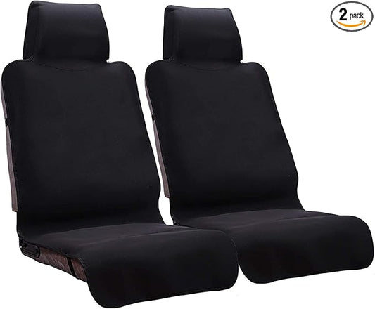 Waterproof Seat Cover, 2pcs Upgraded Sweat Carseat Protector, Perfect for Universal Anti-Slip Car Truck SUV Seat, Ideal for Surfing Yoga Gym Workout, Black