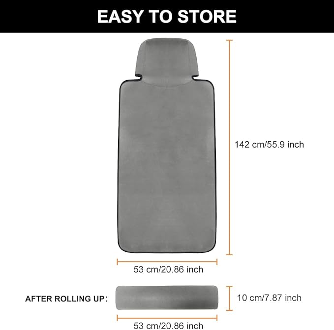 Waterproof Seat Cover, 2pcs Upgraded Sweat Carseat Protector, Perfect for Universal Anti-Slip Car Truck SUV Seat, Ideal for Surfing Yoga Gym Workout, Grey
