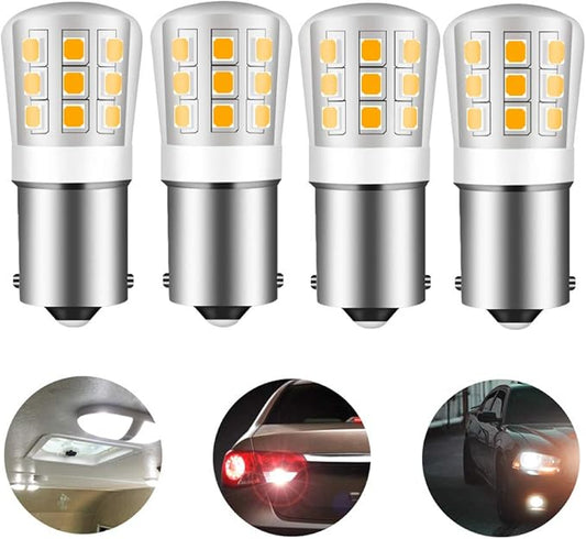 1156 led light bulb replacement 1141 93 P21W 67 12V 35W halogen bulb for RV trailer camper interior Reverse light BA15S single contact bayonet 2.5W 330lm daylight white 5000K pack of 4