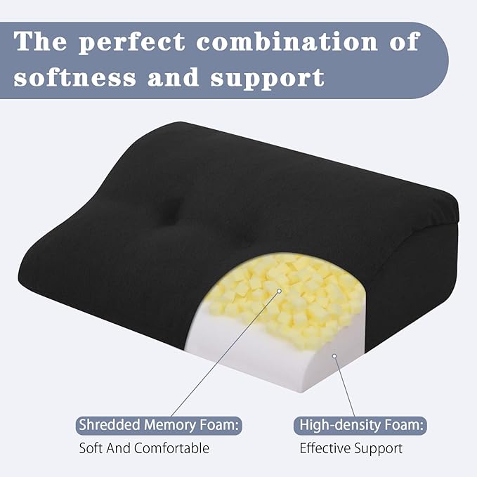 baibu Lumbar Support Pillow for Recliner, Large Memory Foam Dual-Layer Patent Design Back Support Cushion for Sofa & Gaming Chair, Ergonomic Lumbar Pillow with Machine Washable Cover, Black
