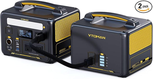 VTOMAN Jump 600X 600W Portable Power Station with 640Wh Extra Battery，939Wh Solar Generator LiFePO4 Battery, 1200W AC Outlet, PD 60W USB-C, 3x Regulated 12V/10A DC for Camping, Off-grid, Home Backup