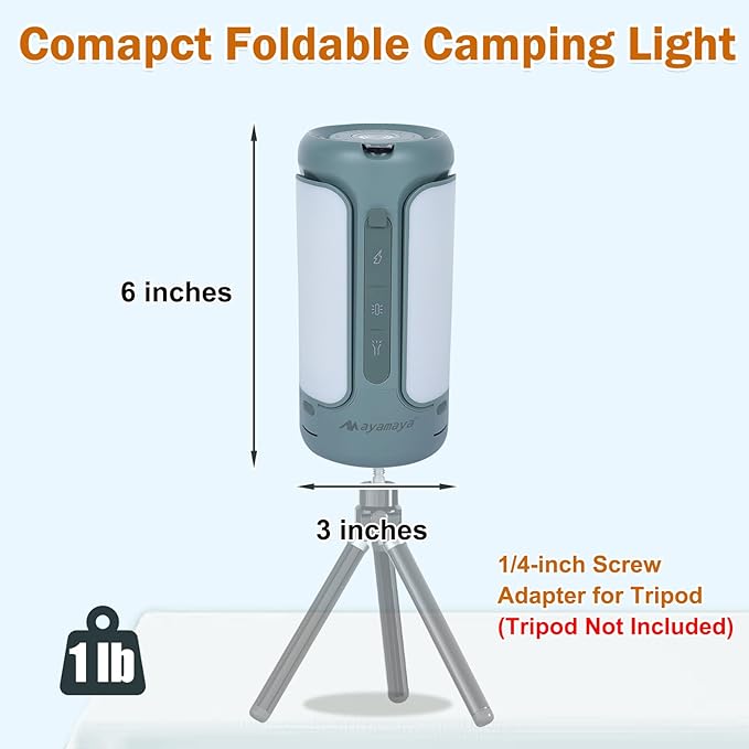 Foldable Camping Lights Rechargeable, AYAMAYA 10000mAh LED Camping Lantern Built-in Emergency Power, Portable Flashlight, 5 Modes Lighting, Multifunctional Tent Lights for Camping, Hiking, Fishing