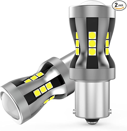 1156 P21W BA15S LED Backup Reverse Light Bulbs for Freightliner Cascadia Coronado Columbia M2 106 112 FL50/60/70/80/106/112, 6000K White High Power Brightness Error Free, Pack of 2