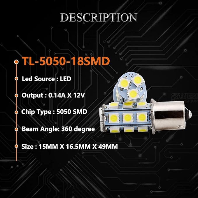 YM E-Bright 1156 BA15S White Car Turn Signal Bulb 1003 7506 1141 Replacement LED Bulb for Car Tail Light RV Camper Reverse Corner Reverse light Rear Light, Pack of 4