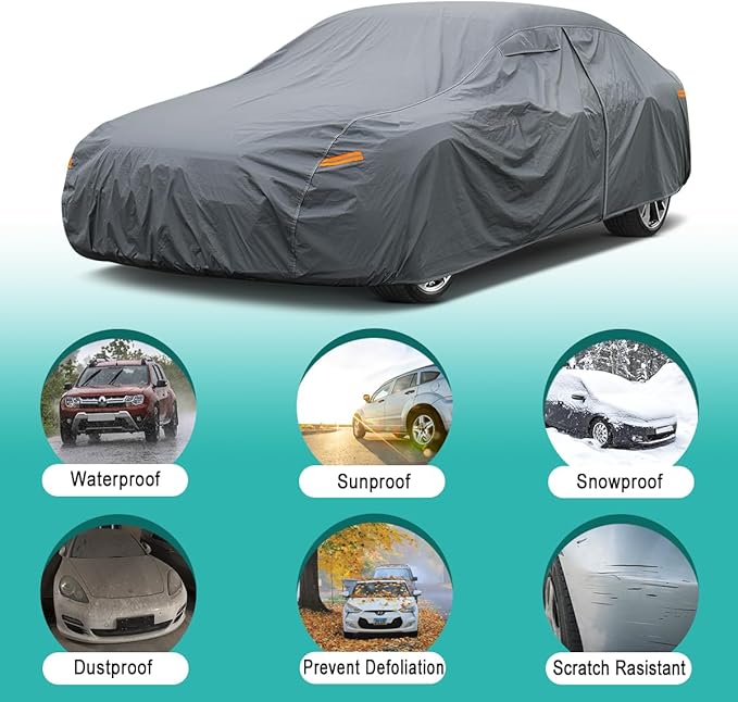 Premium Car Cover Custom Fit Chevrolet Chevy Camaro (2010-2025), 16 Layers Heavy Duty Car Cover Waterproof All Weather with Zipper Door for Sun Rain Snow Dust Uv Protection
