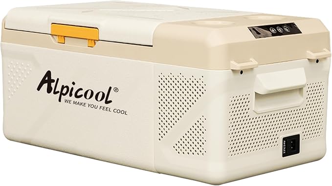 Alpicool KM15 Portable Freezer, 12 Volt Car Refrigerator, 17 Quart (15.9 Liter) Fast Cooling Fridge, 12/24V DC and 100-240V AC for Outdoor, Camping, RV, Truck