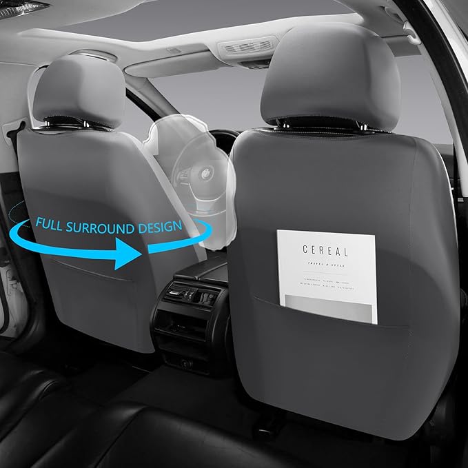 NS YOLO Full Coverage Leather Car Seat Covers Full Set,Waterproof Seat Covers for Cars,SUVs Pick-up Truck, Car Seat Cushion,Car Seat Protector,Grey Seat Cover with 5 Seats