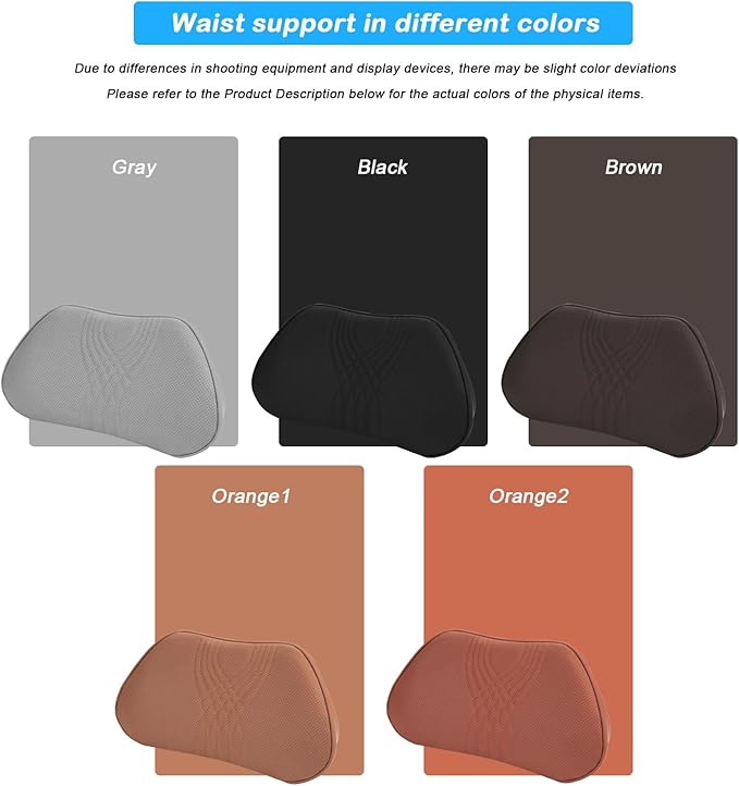 Lumbar Support Pillow for Car Memory Foam Back Sleeper Cushion for Drving Seat for Most Car SUV Home Office Grey