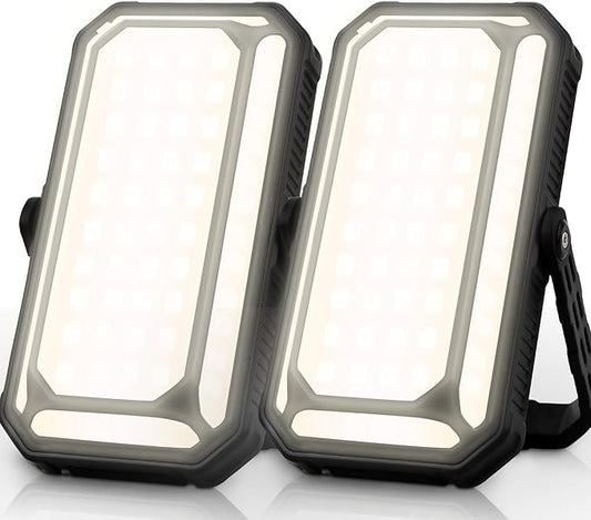 Camping Lantern LED Rechargeable - up to 120+ Hours, 10000mAh Portable Camping Lights with Redlight &12 Light Modes, LCD Display, Dimmable, Waterproof, Camping Lantern for Power Outages (2PCS)