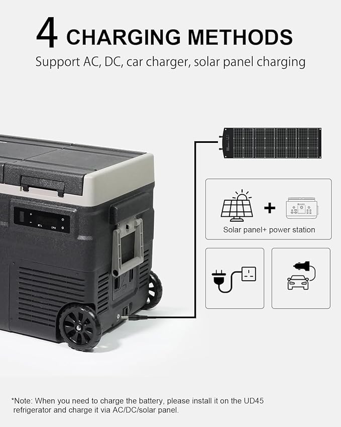 ELECAENTA UD45 12V Dual Zone Portable Car Refrigerator Detachable Battery - 173Wh (Black)